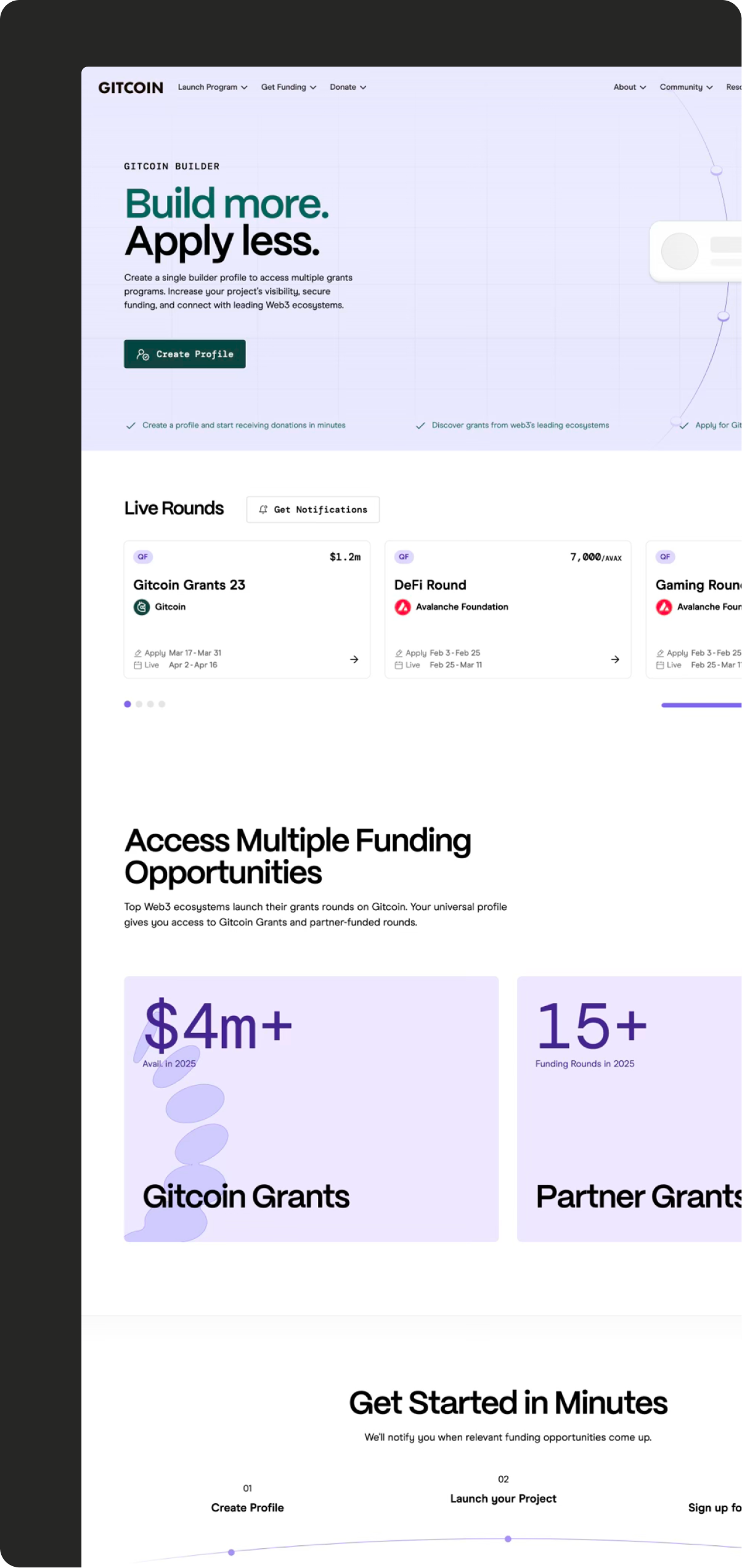 Builder page with 'Build more. Apply less.' headline
