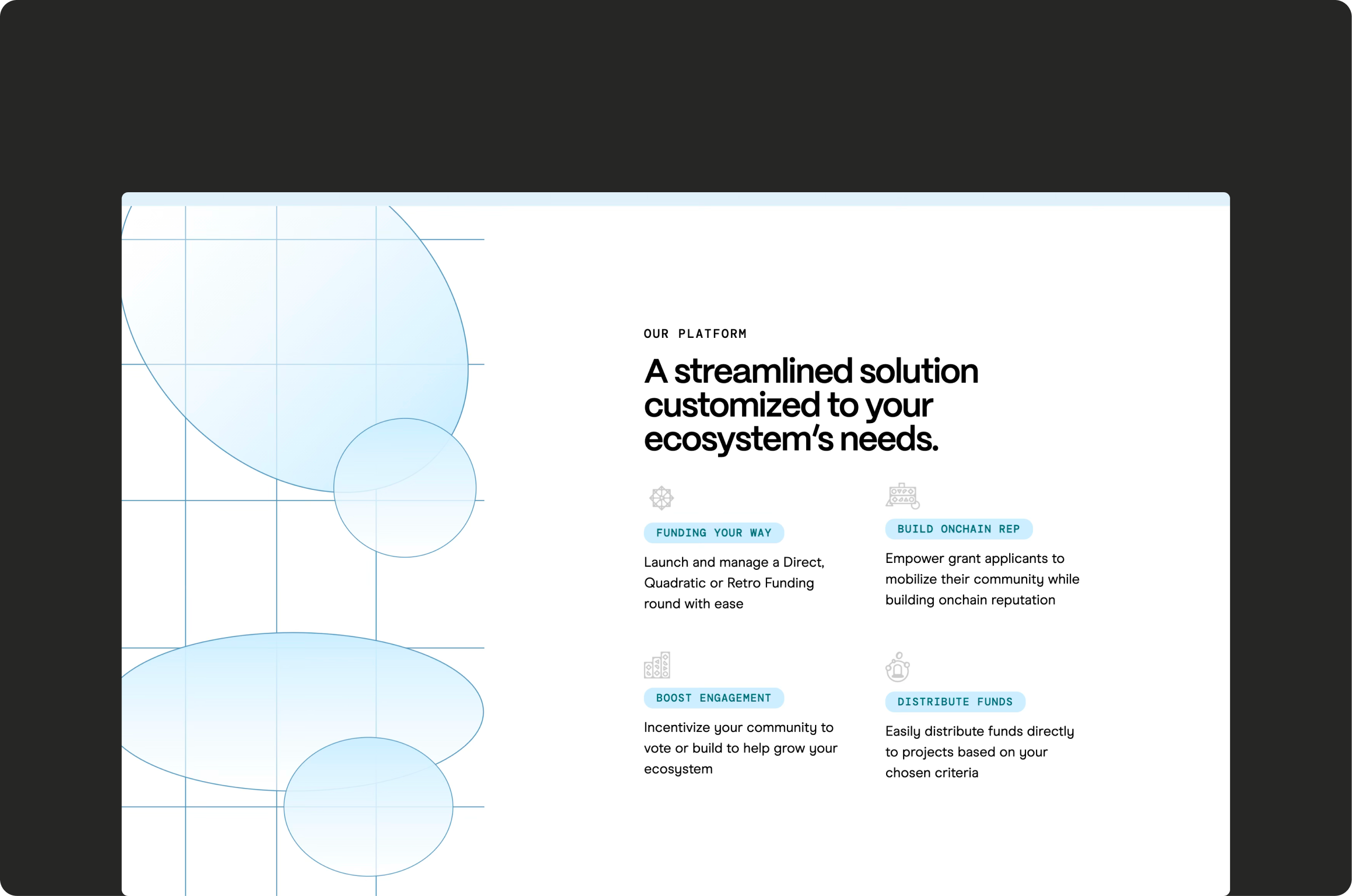 Gitcoin website platform overview showing solution-led navigation