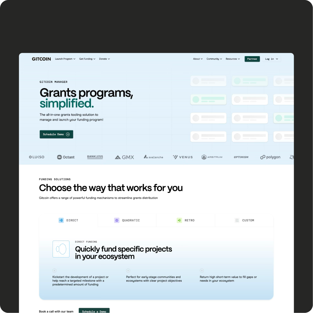 Grants overview page for enterprise funders