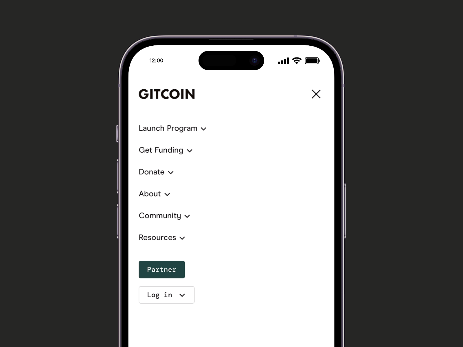 Gitcoin mobile navigation interaction